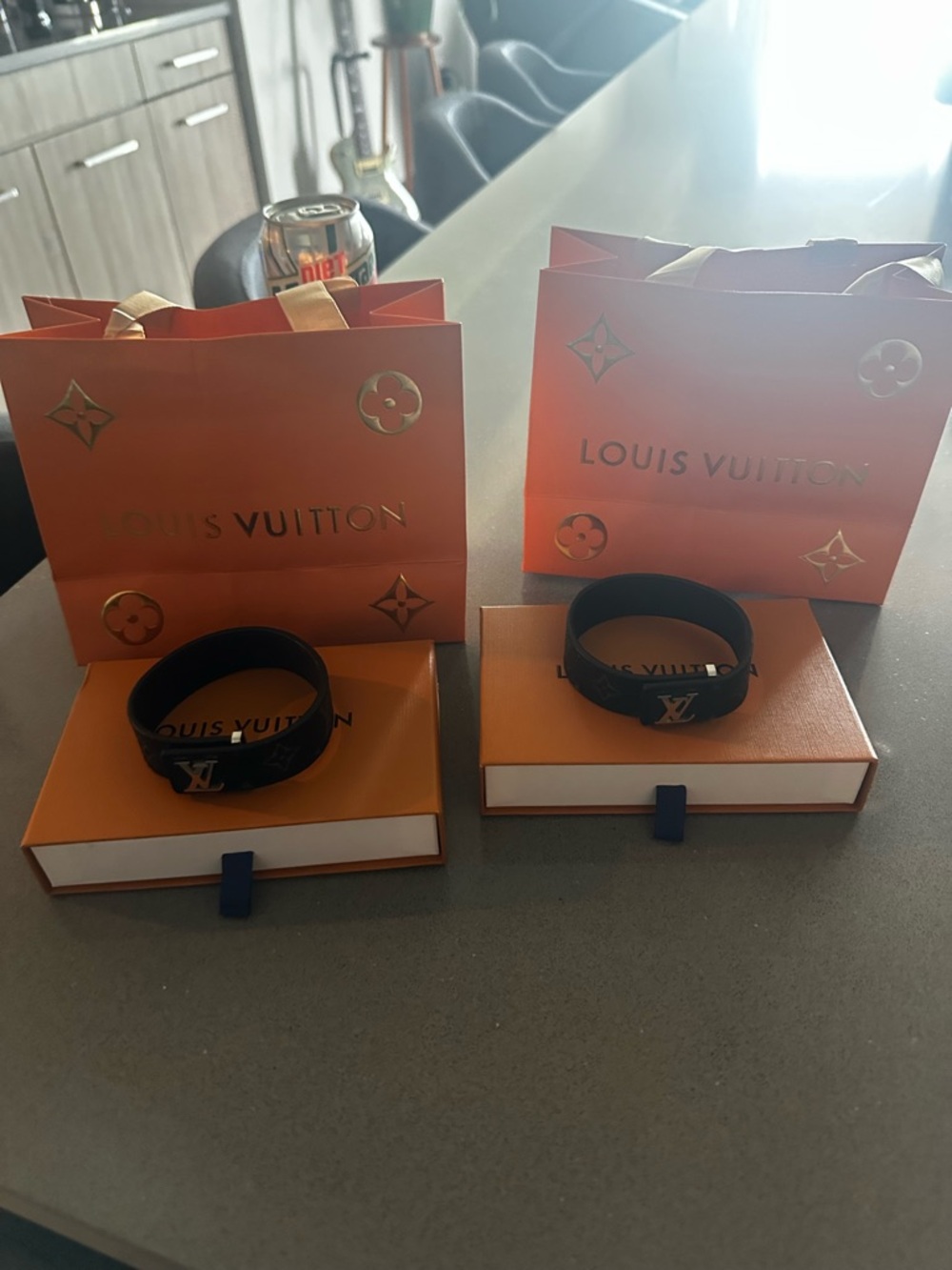 Louis Vuitton Black leather braclet